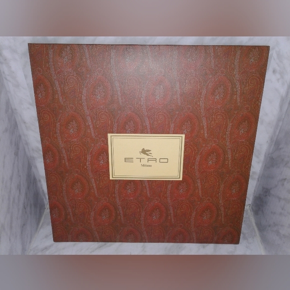 New ETRO scarf shawl wool silk Paisley Rectangle art deco Italy 26" x 66" - Picture 7 of 8